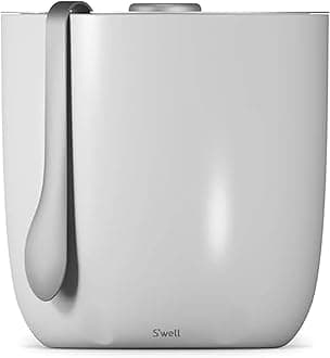 S'well 5307209 Ice Bucket with Tongs, Stainless Steel, Angel Food