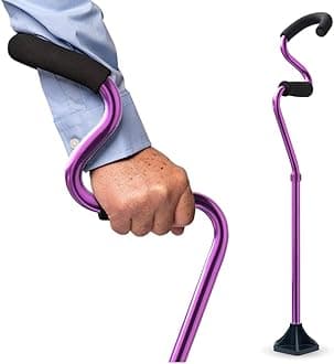 StrongArm Comfort Cane + Self Standing Lightweight Adjustable Walking Cane + Stabilizes Wrist & Provides Extra Support & Stability + Ergonomic Forearm Grip + Canes for Men & Women (Purple)
