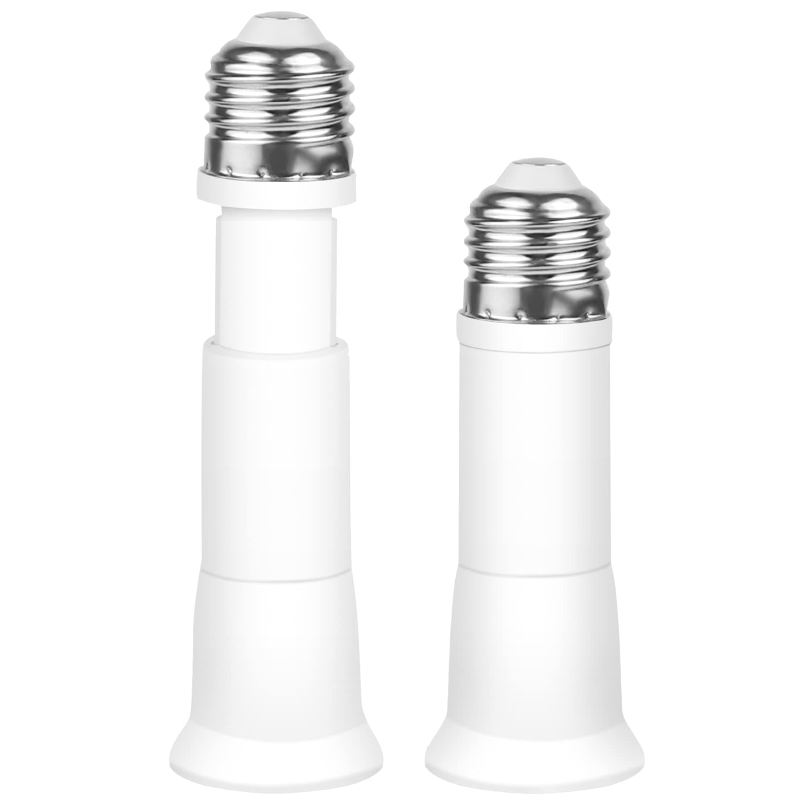 E26 3.15-4.21 Inch Extension Flexible Socket Extender Adapter (Extension: 8-10.5 CM), E26 to E26 Edison Screw Converter, Lamp Bulb Socket Extension, Lamp Holder Adapter