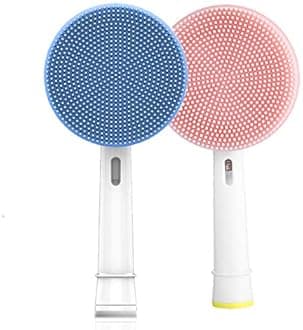 Facial Cleansing Brush Compatible with Oral b, Pack of 2, Electric Toothbrush Assorted Heads Facial Brush Refill Fit for Oral b 7000/Pro 1000/9600/ 500/3000/8000 (Pink and Blue)