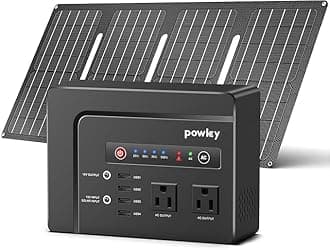 Powkey Solar Generator with Panel,200W Portable Power Station with Solar Panel 40W, 110V Pure Sine Wave DC/USB/AC Outlet Electric Generator Battery Backup for Outdoor Camping Emergency Home