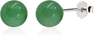Jade Earrings Studs, Green Jade Earrings for Women, 925 Sterling Silver Stud Earrings for Sensitive Ears, Jade Jewelry for Women & Men