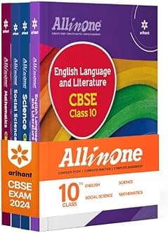 All In One Class 10th Science,Mathematics, Social Science, English for CBSE Exam 2024 (Set of 4 Books)