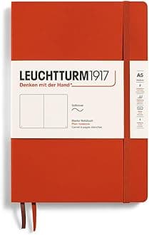 LEUCHTTURM1917 - Notebook Softcover Medium A5-123 Numbered Pages for Writing and Journaling (Fox Red, Plain)