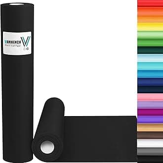 Vanhench Black Wrapping Paper 17.5"×760" (63'), Black Construction Paper for Poster Bulletin Board, Art Packing, Birthday, Bouquet Flower Halloween Wrapping