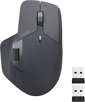 Rapoo MT760 Multi-Device Wireless Mouse, Bluetooth 5.0 and 2.4G Multi-Mode Connection, Up to 4 Devices, 11 Programmable Buttons, 4K DPI, 90 Days Battery Life, PC, Matte Black
