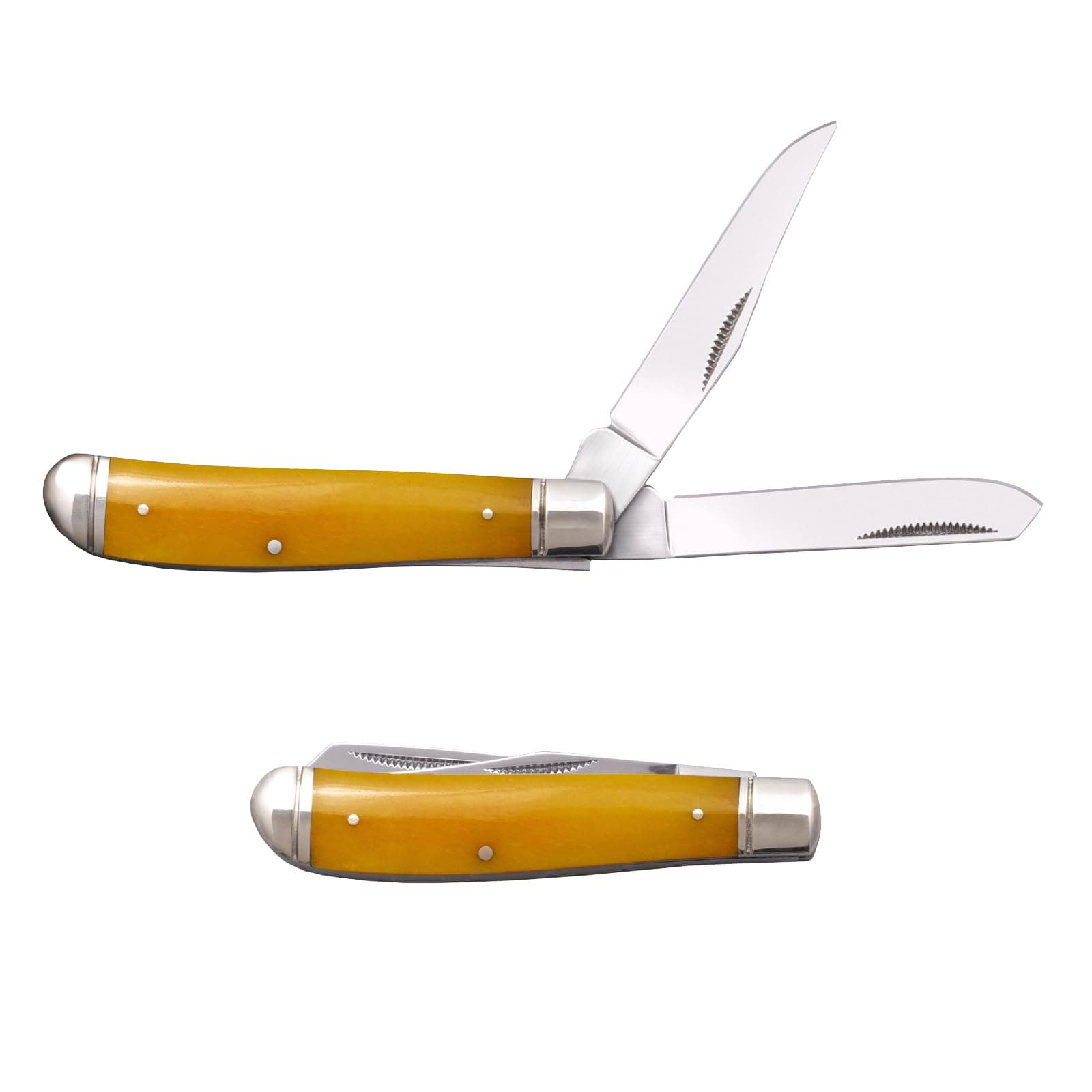 Mini Trapper Versatile Practical Durable Reliable Compact Pocket Folding Knife - 2 Blades; Bone Handle; Slip Joint Lock