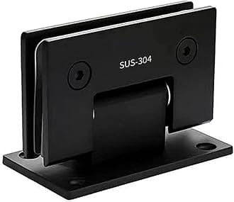 Heavy Duty 90 Degree Glass Door Cupboard Showcase Cabinet Clamp Shower Doors Hinge Replacement Parts Wall-to-Glass (Black)