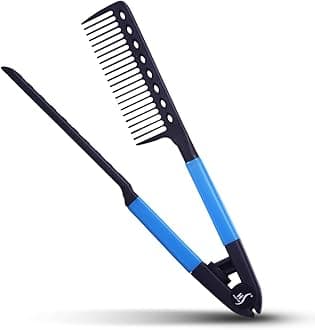 Herstyler Hair Straightening Comb - Straightener Comb for Flat Iron - Makes Styling Easy - Get Straight Hair in Minutes (Blue)