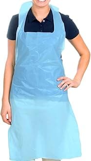 Premium Disposable Aprons for Women & Men (Blue, 5 x 200 Pack), 700mm x 1170mm for Adults, 16 Microns Flat Packed Bulk Polyethylene Aprons (NHS size and spec)