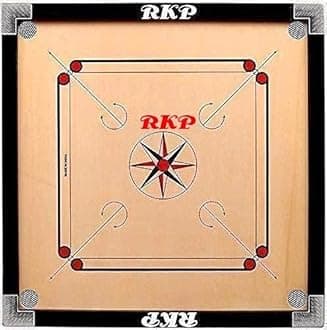 RKP Sports Wooden Well Furnish Carrom Board for Serious Professional Practice with Cut Pockets, Coins, Striker and Powde-20 Inch