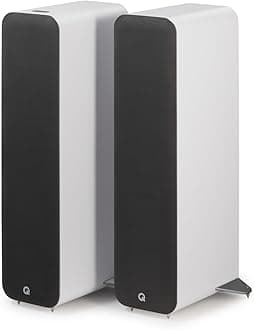 Q ACOUSTICS M40 Bluetooth Powered Floor standing Speakers HD Wireless Music Home Cinema Surround Sound System White – Tweeter 22mm, Mid Bass/Driver 2x 125mm, Freq. Response 38 Hz – 22 kHz