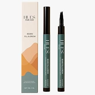 Fill & Grow Beard Filler for Men | With Fenugreek Growth Extract | Waterproof, Smudge-Proof & Long-Lasting | Natural Hair-Like Finish for Patchy Beards | حشو اللحية للرجال (Black)