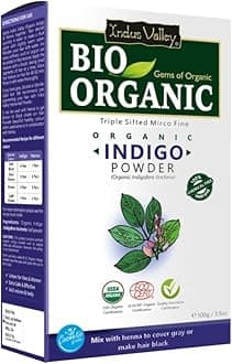 Indus Valley Bio Organic Natural Henna Hair Color Indigo Leaf Powder 100gm| 100% Gray Hair Coverage And Long Lasting Hair Dye | Vegan and Cruelty-Free