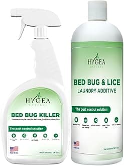 - Hygea Natural Bed Bug & Lice Elimination Combo Kit - Includes 24 oz lice & Bed Bug Spray and 32 oz Lice & Bed Bug Laundry Additive - Gentle Formula