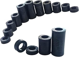 12pcs. x M6 x 5mm Black Nylon Spacers and Standoff Washers for M3, M4, M5, M6, M8 Screws, Lengths 3mm to 30mm