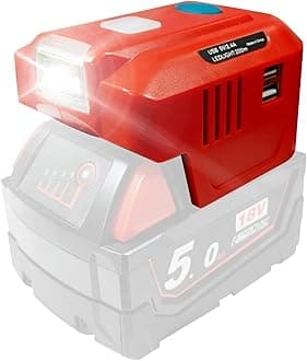 150W Power Inverter Fit for Milwaukee M18 18V Battery, DC 18V to AC 120V Portable Battery Inverter Generator with Dual USB and AC Charger Adapter and 200LM LED Light Power Supply Station