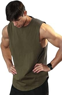 Viisendy ProMen's Athletic Tank Tops Vest Workout Bodybuilding Workout Gym Shirts Cotton Cut Out Sleeveless Muscle Tees