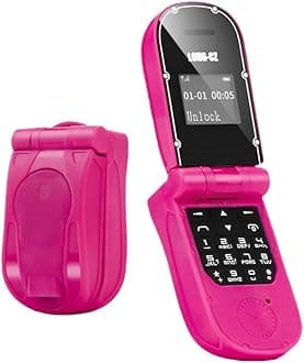 Plastic Flip Phone Smallest Mobile Phone J30, Mini Wireless Dialer, Bluetooth Tiny Headset Nest Model With Voice Changer Plastic Flip Mini Mobile Phone (rose red)