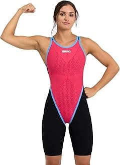 ARENAWomen's Powerskin Carbon Glide Full Body Short Leg Open Back Swimsuit for Competitive Racing, Practice Kneeskin