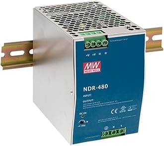 LINOVISION Mean Well NDR-480-48, 480W Industrial DIN Rail Power Supply with 48V 10A Output, Buit-in Active PFC Function