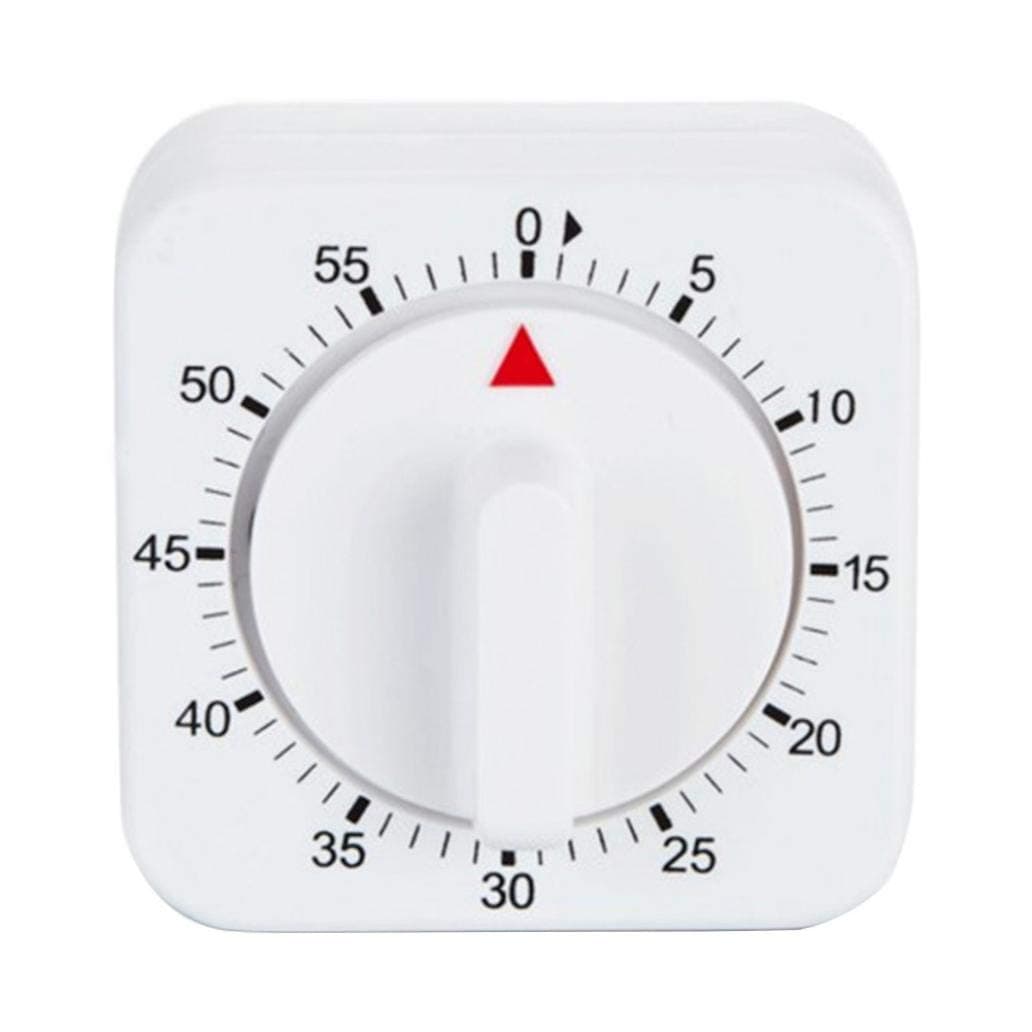 60 Minutes Kitchen Cook Square Timer Mechanical Countdown Alarm Clock Reminder - White