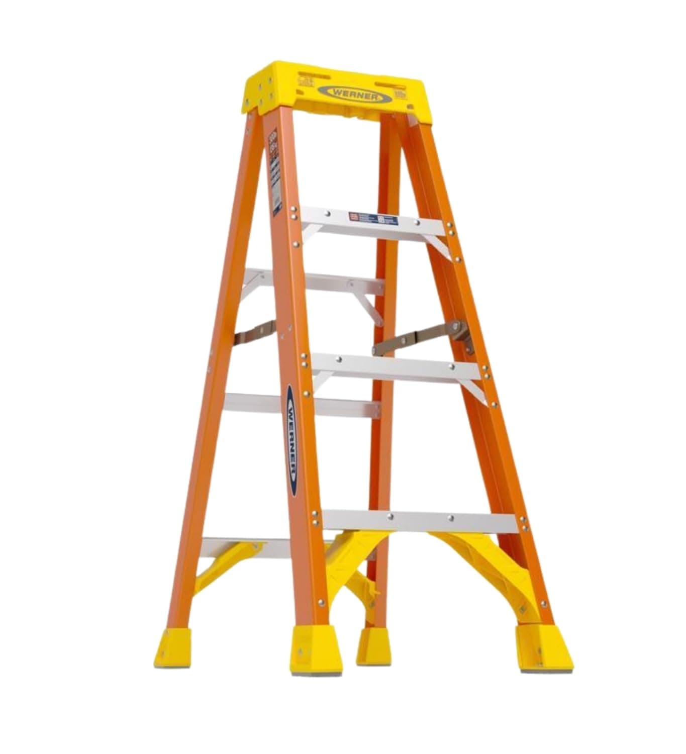 6204 stepladders, 4' Length, 19.92" Base Width, 7" Height, Orange, 4 Ft