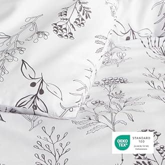 Bedsure King Comforter Set - Bright White Bed Set, 3 Pieces Cute Floral Bedding, 1 Soft Reversible Botanical Flowers Comforter and 2 Pillow Shams