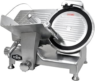 KWS Metal Collection 420W 12-Inch Meat Slicer MS-12DT Anodized Aluminum Base with Teflon Blade + Blade Removal Tool, Frozen Meat/Cheese/Food Slicer Quiet [ ETL, NSF Certified ]
