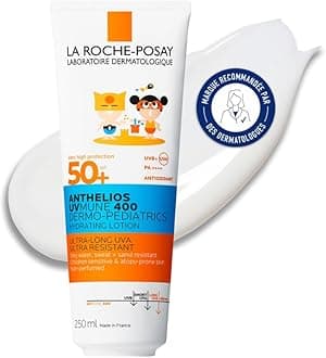 La Roche-Posay Anthelios UVMune 400 Dermo-Pediatrics Hydrating Lotion SPF50+ Children's Sunscreen With Mexoryl 400, Shea Butter, & Vitamin E, UVB and UVA Protection, 250ml