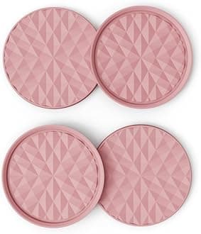 Silicone Coasters for Drinks[4 Pack]- Cup Mat for Tabletop Protection-Non-Slip, Non-Stick, Coffee Table Decor, Great Gift for Valentine's Day or Anniversary, Soft Pink