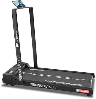 PowerMax Fitness WALKPAD (3HP Peak) Compact Motorized Treadmill for Home-Office use with Remote Control, Max User 110kg, Top Speed 10km/h, 1000x400mm Running Deck, LED Display, iPad & Mobile Holder