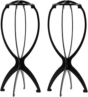 Wig Stand, Wig Head, Portable Wig Holder Wig Head Stand for All Wigs Travel Hair Stylist Gifts for Women 2PC