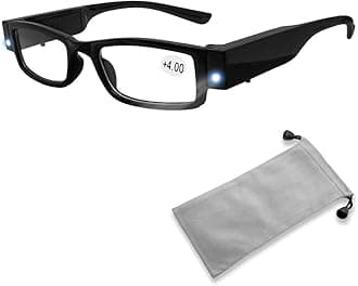 Led Readers for Men Women Reading Glasses With Light Magnifying Glasses with Light Led Magnifier Eyeglasses Nighttime Reader Compact Full Frame Eyewear Unisex Clear Vision Lighted Eye Glasses