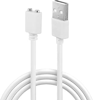 Magnetic USB Charger Cable Replacement Charging Cord with Strong Magnet for Wireless Massager and Smart Devices, 7mm Dual Pin, Safe and Durable Charging Solution, Universal Compatibility, White