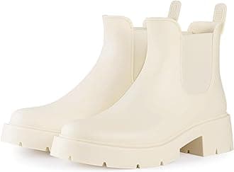 Asgard Women's Platform Ankle Rain Boots Waterproof Chelsea Boots Short Rubber Booties with Chunky Heel