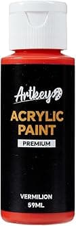 Artkey Vermilion Acrylic Paint - 2oz/59ml Acrylic Paints Professional Artists Painting Kit for Canvases Fabric Rock Leather Easter Egg Wood Ceramic Glass Art Craft Painting