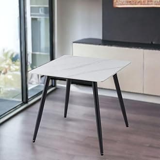 URBNLIVING 80cm Width Square Shape Modern 4 Seater Ceramic Top Dining Table for Kitchen & Dining Room Stylish Furniture