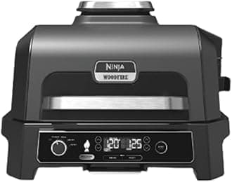 Ninja Woodfire Pro XL Electric Grill & Smoker with Digital Probe, Large 4-in-1 Outdoor Grill and Air Fryer with Intelligent Cooking System and Wood Pellets, Black, OG850ME, 2 Years Warranty