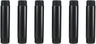 GeilSpace 6 Pack 1/2" × 4" Pre-Cut Black Metal Pipe, Industrial Steel Fits Standard Half Inch Threaded Pipes and Fittings - Vintage DIY Industrial Shelving (1/2" × 4", Black)