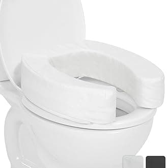 Vive Toilet Seat Cushion - Easy Clean Soft Padded Bathroom Attachment - Elongated, Standard Seats - Comfort and Support Donut for Handicap, Adults, Coccyx Tailbone Pain Relief (4" Cushioned Foam)