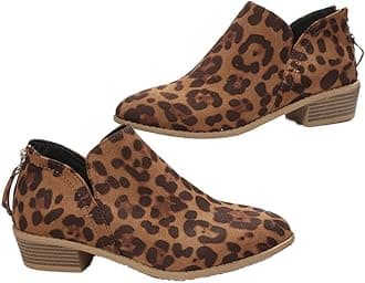 JITUUE Ankle Booties for Women,Women's Casual Dress Low Heeled Booties. V Cut Fashion Thick Heel Design Shoes