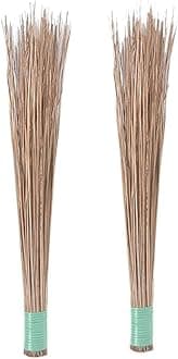 Natural & Pure Bamboo Stick Coconut Jhadu/Broom – Traditional Eco-Friendly Broom for Outdoor Cleaning, Garden, Veranda & Open Spaces | Durable, Lightweight & Long-Handled (Brown, Pack of 2)