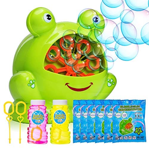 Bubble Machine for Kids - Portable Durable Automatic Bubble Blower with Over 500 Bubbles Per Minute - Bubble Water Solution - Battery Operated