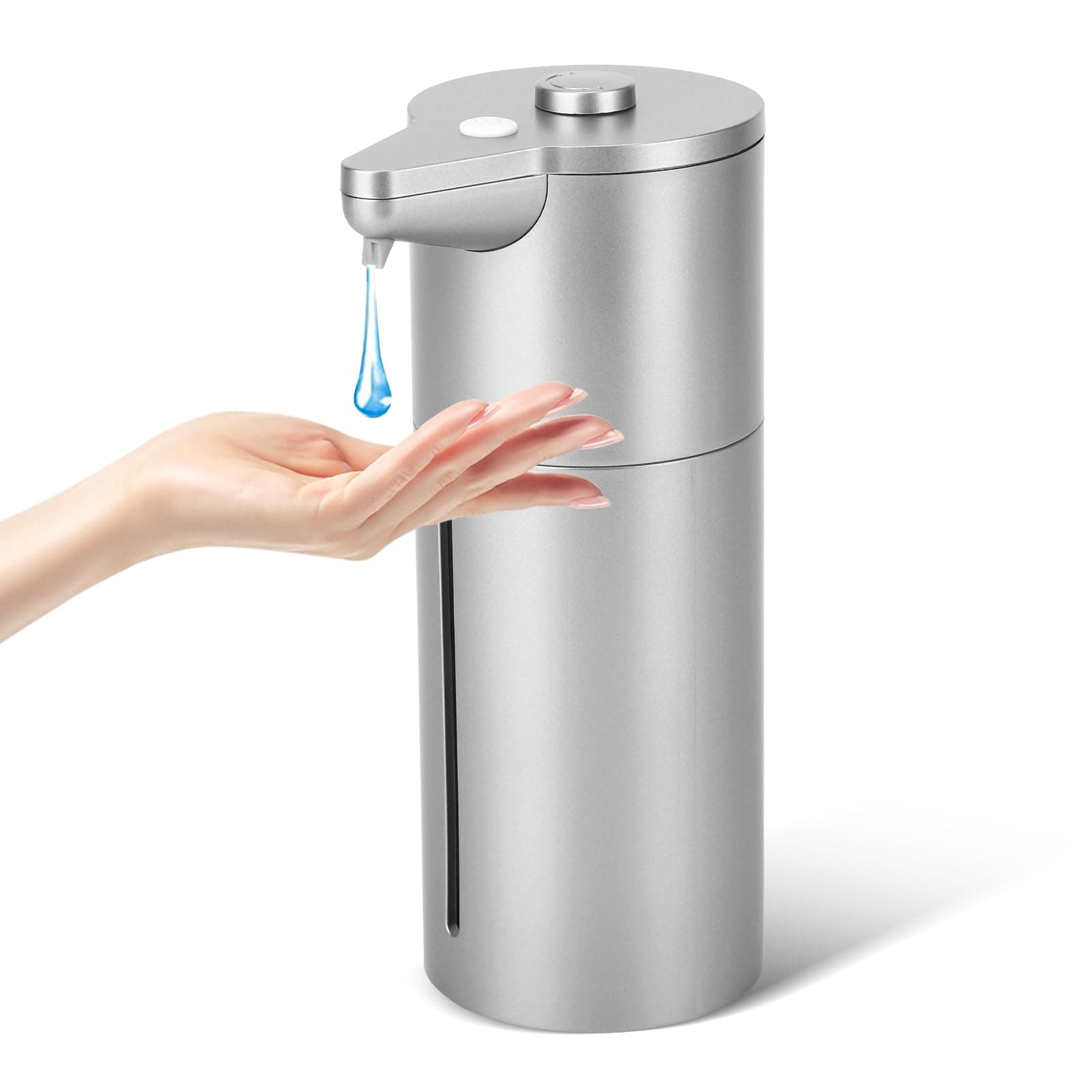 Aunmaon Automatic Soap Dispenser, Touchless, Adjustable Volume, Compatible with Thick and Thin Liquid, Silver