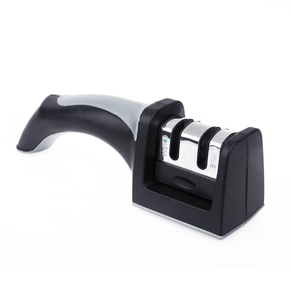 Mini Square Handle Grinding Sharpener Hard Carbide Ceramic Cylindrical Sharpening Stone Kitchen Knife Tool (Gray)