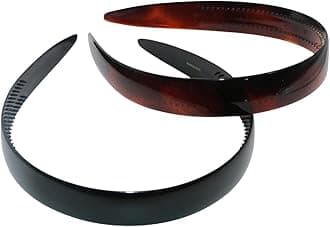 French Wide 3/4" Shell Brown and Black Celluloid Set of 2 Headbands for Women