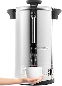 SYBO RCMO15S-8C Commercial Grade Stainless Steel Percolate Coffee Maker Hot Water Urn 40-Cup Capacity for Catering, 8 Liter, Metallic