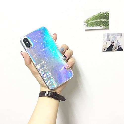 ooooops iPhone Xs Case, iPhone X Case, Shining Laser Background & Glitter Clear 3D Lucky Design, Slim Fit Soft TPU Dual-Use Full-Body Protective Cover Case for iPhone Xs/X 5.8'' (Lucky