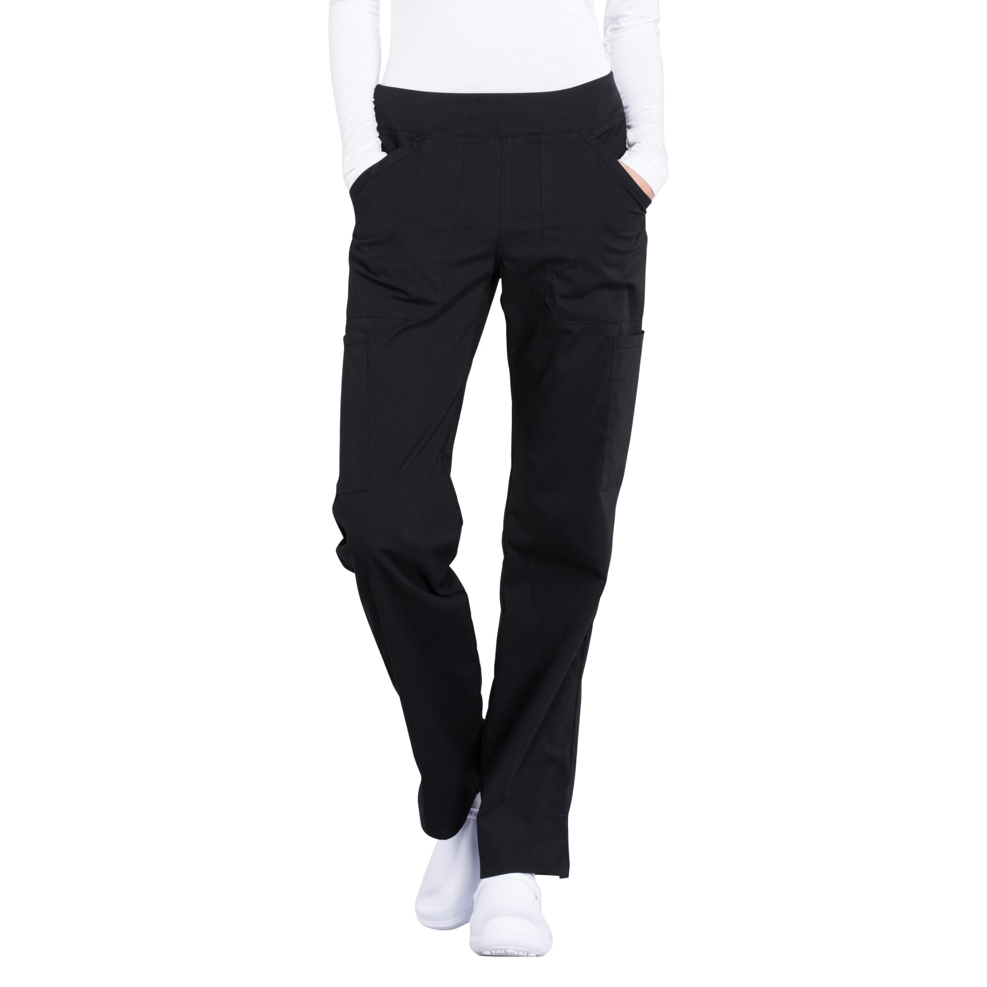 Cherokee Women's Scrub Pants Mid Rise Straight Leg Pull-on Cargo Pant with 6 Pockets & 2-Way Stretch Fabric - WW170